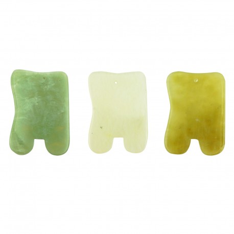 Kamień Gua Sha z jadeitu do masażu twarzy - Wschód - prostokąt 7 cm