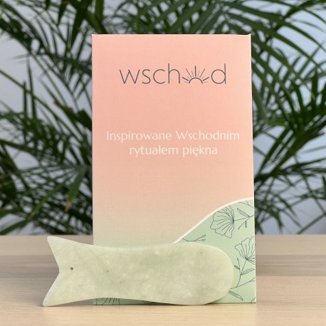 Kamień Gua Sha z jadeitu do masażu twarzy i okolic oczu Wschód - rybka