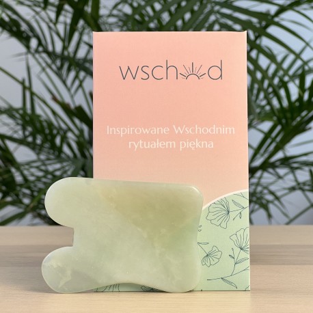 Kamień Gua Sha z jadeitu do masażu twarzy - Wschód - prostokąt 7 cm