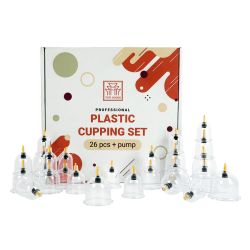 Profesjonalny zestaw bezogniowych baniek plastikowych TCM Goods - 26 sztuk + pompka