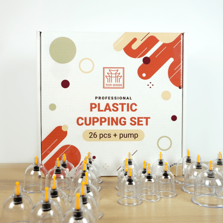 Bańki bezogniowe TCM Goods - zestaw 26 baniek plastikowych + pompka