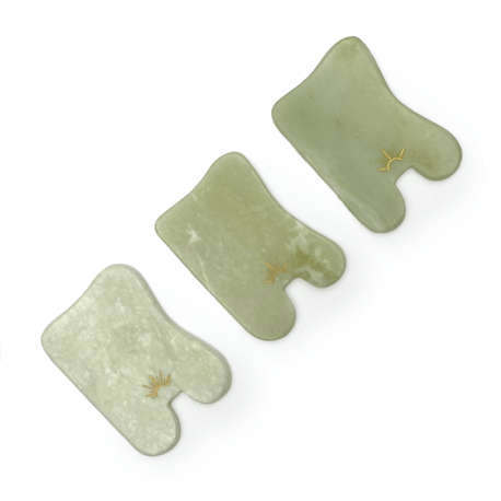 Kamień Gua Sha z jadeitu do masażu twarzy - Wschód - prostokąt 7 cm