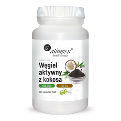 Węgiel aktywny z kokosa - Aliness - 100 kapsułek